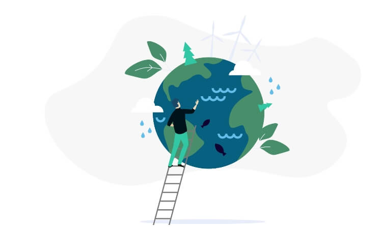 Sustainability world human ladder